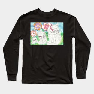 Cat  family  bath time  art Long Sleeve T-Shirt